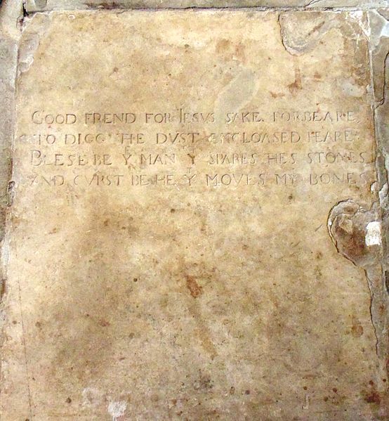 File:Shakespeare's grave epitaph.JPG