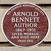 Plaque commemorating Arnold Bennett