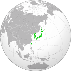 Green: South Karafuto within Japan in 1942 Light green: Other constituents of the Empire of Japan