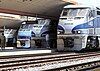 Four Amtrak trains on display at Los Angeles Union Station for National Train Day 2010