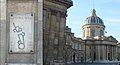 A plaque on the northern wall of the Institut de France shows the ancient location of the Tour de Nesle