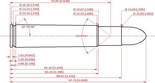 C.I.P compliant schematic of the .505 Magnum Gibbs