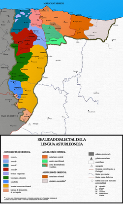 Colour-coded linguistic map of north-western Spain