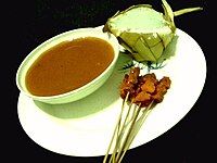 Satti grilled meat served with ta'mu rice cakes