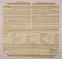 A large piece of parchment paper with detailed, small text of the treaty.