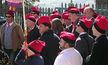 Catalan men wearing barretina