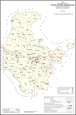 Map showing Raghipur (#255) in Gauriganj CD block