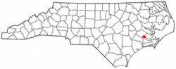 Location in Craven County and the state of North Carolina