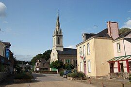 Town hall and church of Tréal (rue de la Mairie).