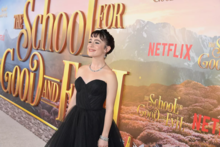 Sophia Anne Caruso at a presentation of The School for Good and Evil in 2022