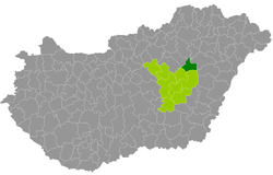 Tiszafüred District within Hungary and Jász-Nagykun-Szolnok County.