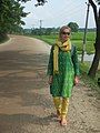 A woman visiting Bangladesh wearing a churidar