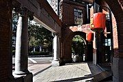 Front entrance to Miyahara Ice Cream, showing its preserved brick structure.