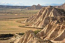 Badland landscape from the Bárdenas Reales, in Navarre, Spain.