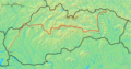 In red, the SNP Heroes' Trail (Cesta hrdinov SNP), the most important main tourist route in Slovakia