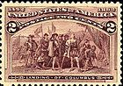 Columbian Issue of 1893. Postage stamp based on Vanderlyn's Landing of Columbus.