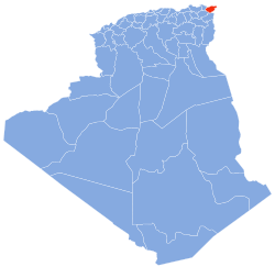 Map of Algeria highlighting El Taref