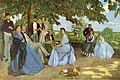 Frédéric Bazille's 1867 painting Family Reunion, containing two women in blue polka dot dresses