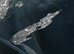 A satellite photograph of Isle Royale.