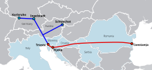 Location of Pan-European Oil Pipeline