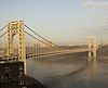 George Washington Bridge over the Hudson River, looking west from Manhattan to Fort Lee and the Palisades