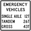 R12-7aP Emergency vehicle weight limit (plaque)