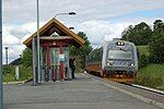 A Trøndelag Commuter Rail train at HiNT Røstad station in 2008