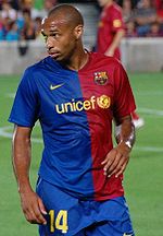 Thierry Henry, playing for Barcelona