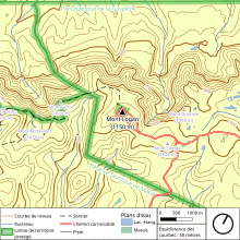 A map showing the physiography, communication routes, hydrography and the boundary of the protected areas around Mount Logan.