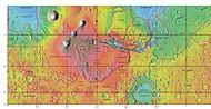 MOLA map showing boundaries for Argyre Planitia and other regions