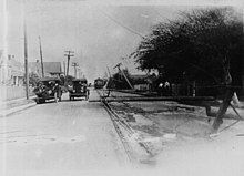 Utility poles downed by the hurricane