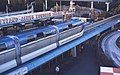 The blue Mark II ALWEG Monorail train. Seen at the Disneyland Park station in August 1963.