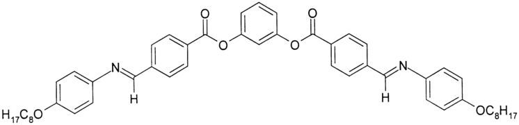 A bent-rod (calamitic) mesogen, where the antiferroelectric smectic C phase exists between 145 °C (crystal) and 162 °C (isotropic liquid).[2][3]