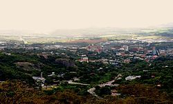 A view of the CBD of the city as seen from the Steiltes suburb