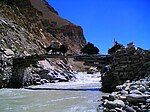 Tibetan log bridge.