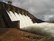 View of Itumbiara dam on Paranaíba River in Brazil