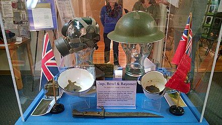 War artifacts on display.