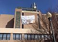 Banner drop on the campus of Central Connecticut State University, March 2006