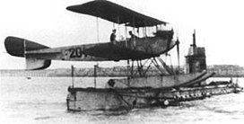 Seaplane moored on a submarine