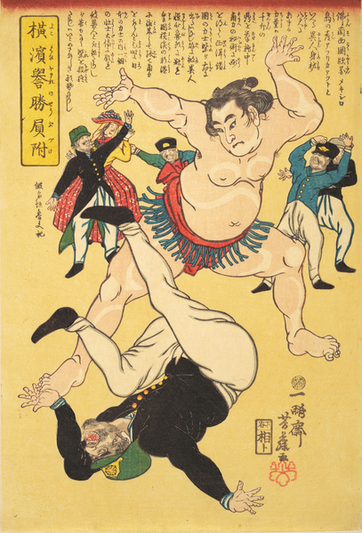 File:Yokohama-Sumo-Wrestler-Defeating-a-Foreigner-1861-Ipposai-Yoshifuji.png