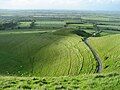 Looking downhill toward Dragon Hill and The Manger from just below the Uffington White Horse