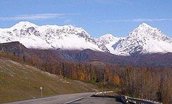 Eska Mountain and Granite Peak surrounding Sutton in late fall