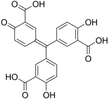 Skeletal formula of aurintricarboxylic acid