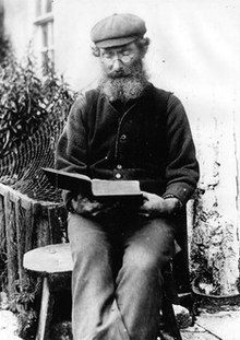 Edward Faragher outside his home in Cregneash