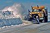 A winter service vehicle clearing roads near Toronto, Canada