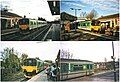 Pictures of Centro Class 150 DMUs in the year 2001. Dorridge is above and Solihull is below.