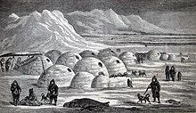 Community of igloos. (Illustration from Charles Francis Hall's Arctic Researches and Life Among the Esquimaux, 1865)