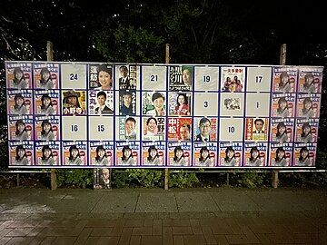 Poster board from the 2022 Tokyo gubernatorial election.