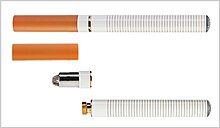 A "cigalike" electronic cigarette composes of three main parts which are a cartridge (mouthpiece), an atomizer (heating element), and a battery.