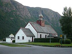 View of Hen Church in Isfjorden